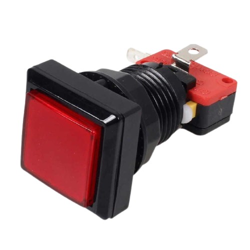 Boton Rojo Cuadrado Pequeño  Para Maquinita Con Microswitch 33x33mm