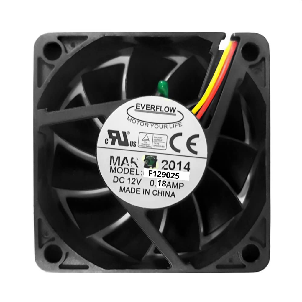 Ventilador DC 12V 0.18A Everflow 90x90x25mm 3 Cables