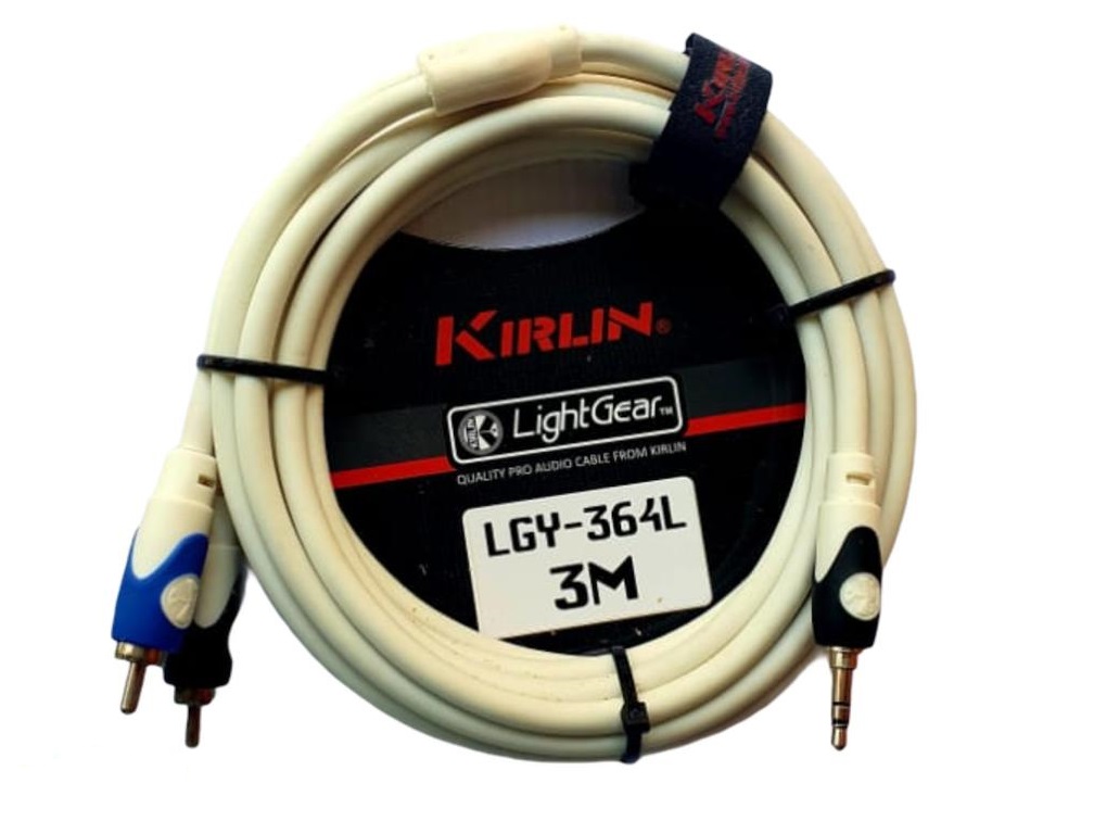 CABLE KIRLIN 2 RCA A 3.5MM STEREO 3 METROS (Cable negro)