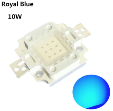 Led 10W azul royal 9-11V 445-450NM 200-300LM