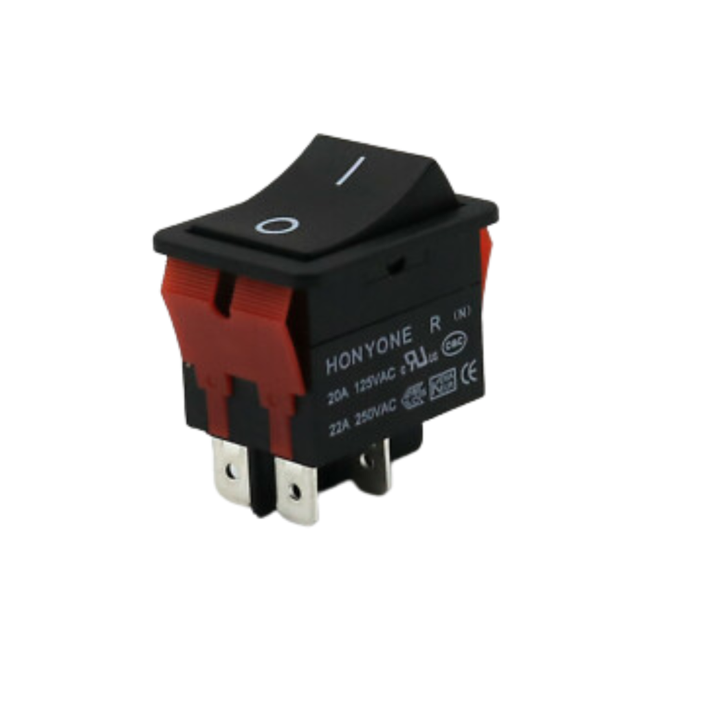 Switch Rocker 20A 125V 22A 250V Honyone Certificado 4 pines color negro