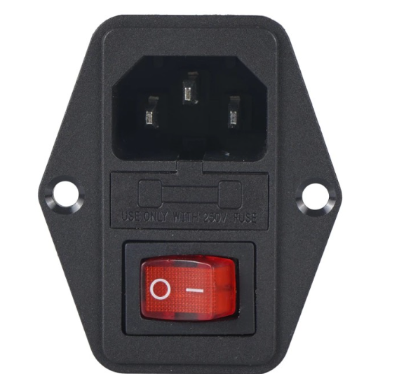 Conector AC Para Fuente De Poder 110V 10A Con Fusible Y Switch