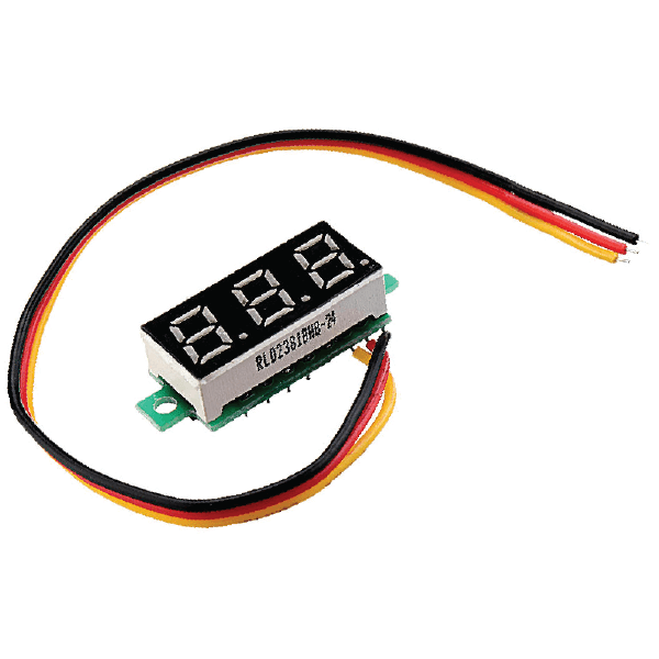 Voltimetro Digital DC 0.36" Amarillo 3 Cables