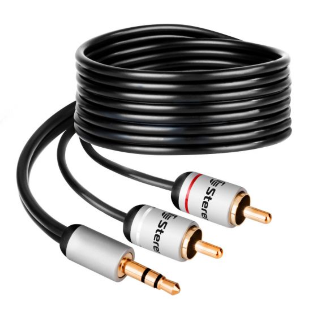 Cable Plug 3,5 mm a 2 Plug RCA de 90 cm Alta Calidad