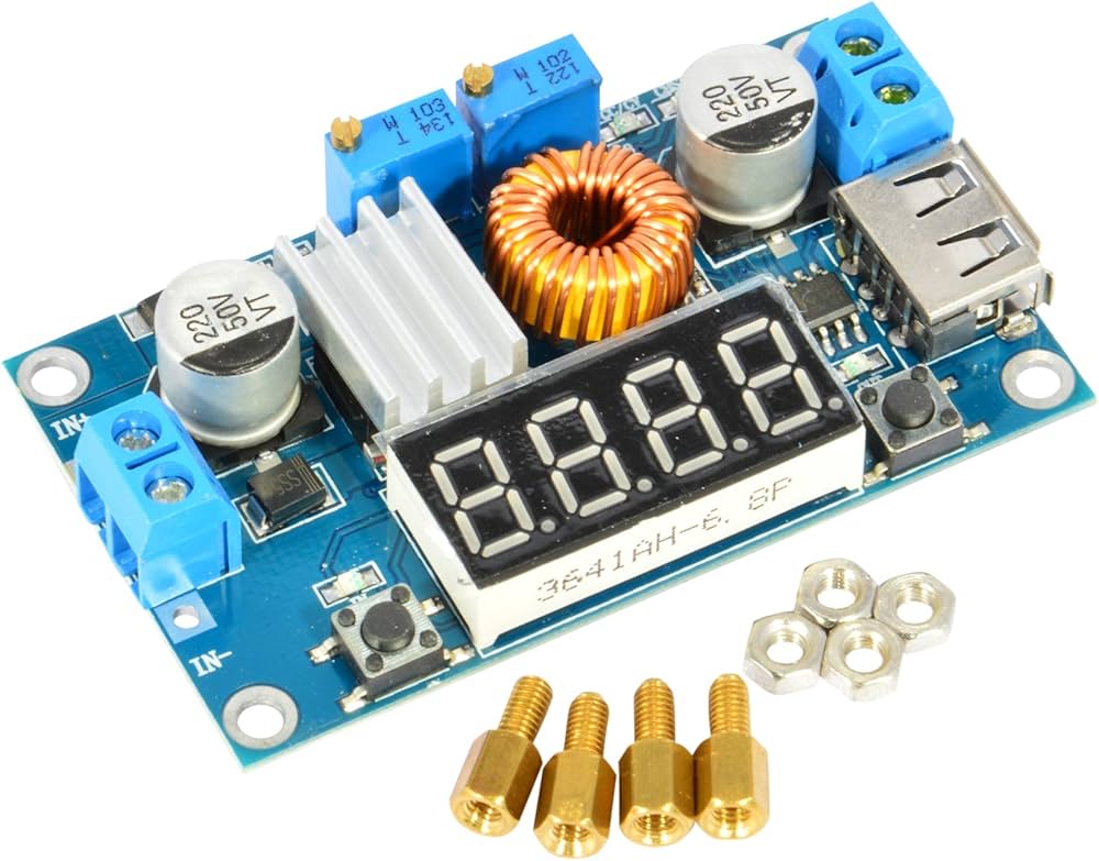 Modulo Regulador De Voltaje Step Down 5A 5-32V XL4015 Con Voltímetro Y Salida USB Con Case