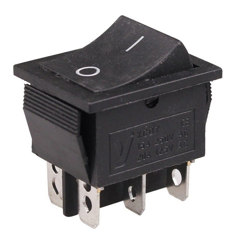 Switch Rocker 6 Pines 20A 125V Negro