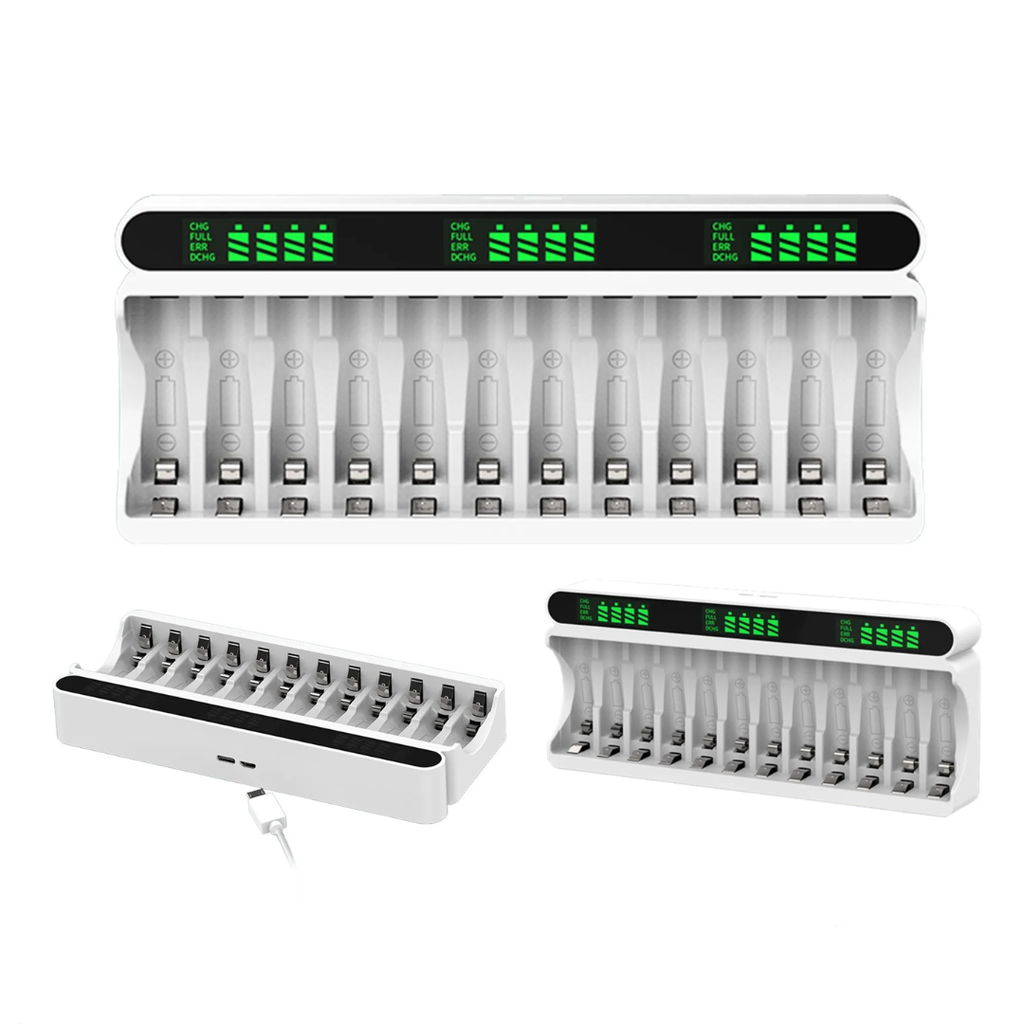 Cargador Inteligente De Pilas "AA Y AAA" Con 12 Ranuras BESTON