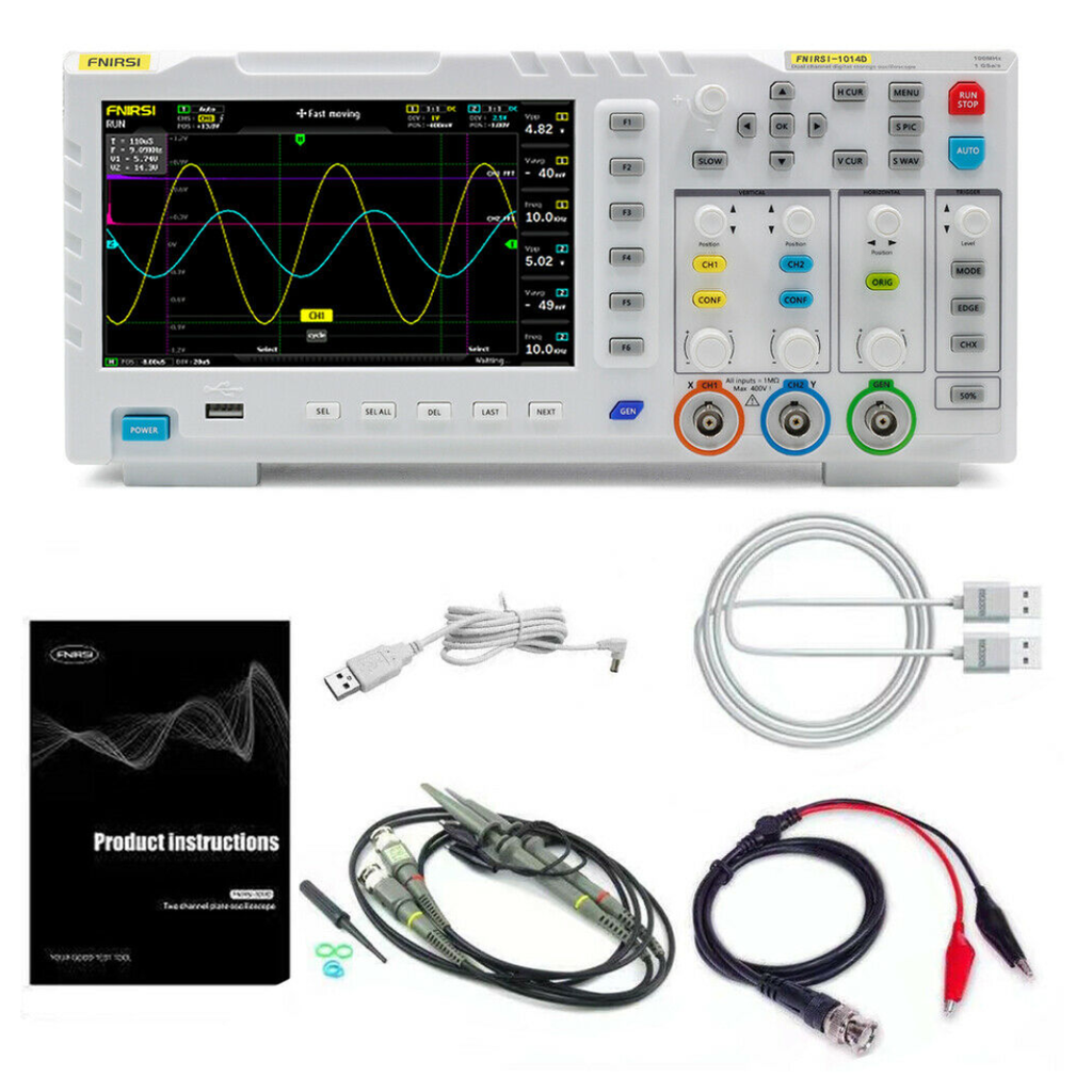 Osciloscopio Digital / Generador De Señales FNIRSI 1014D, 100 MHZ 2 Canales