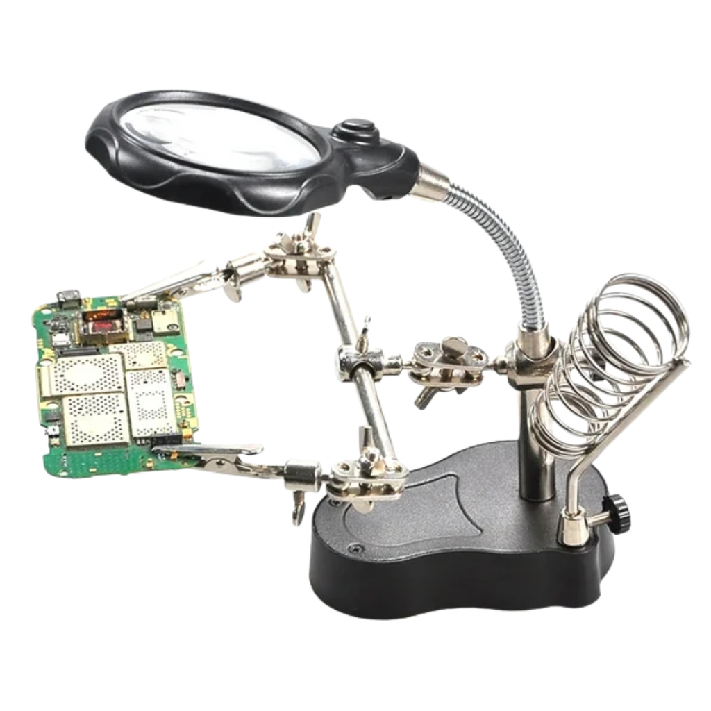 Base Para Cautín Mas Tercera Mano Con Iluminación Led