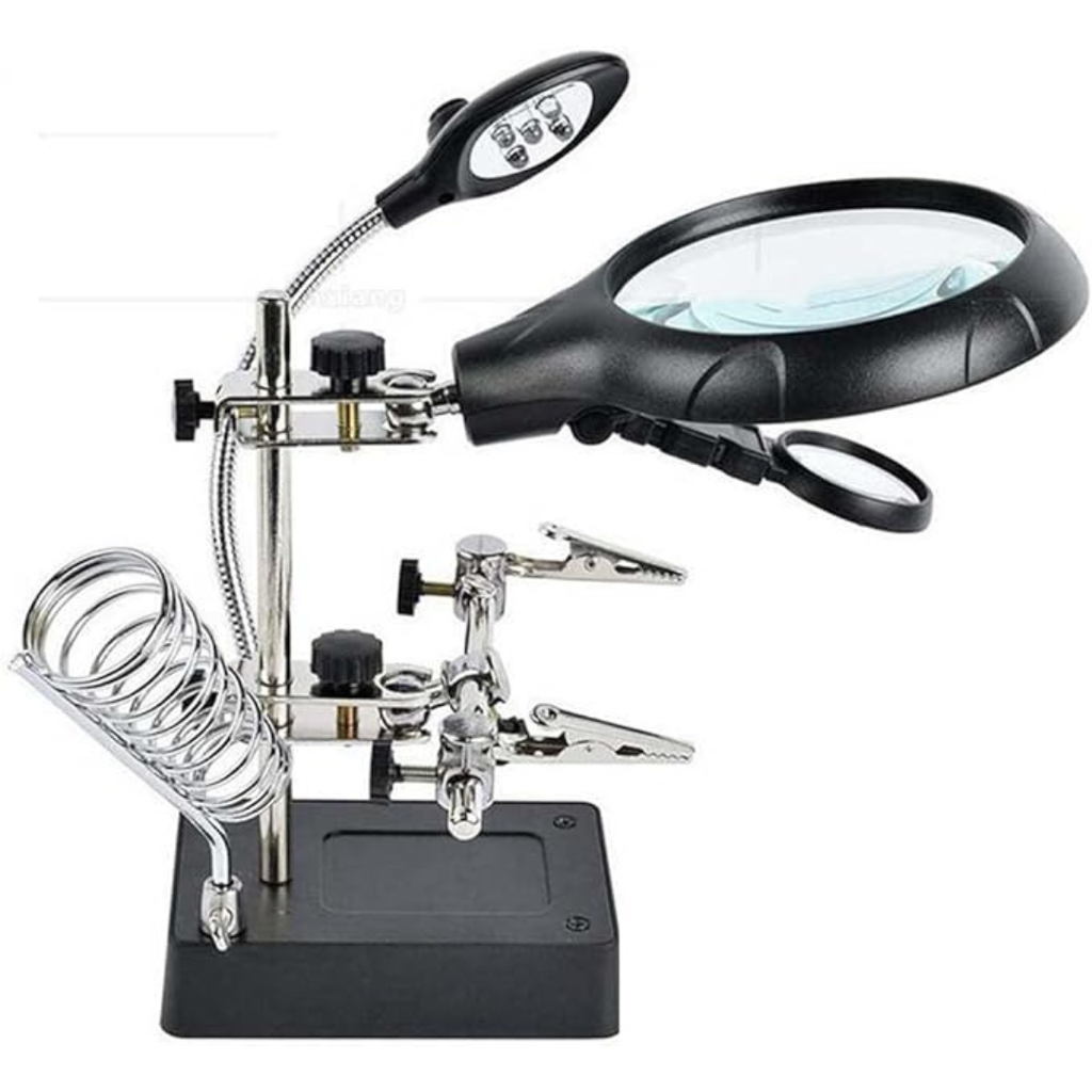 Base Para Cautín Mas Tercera Mano Con Iluminación LED