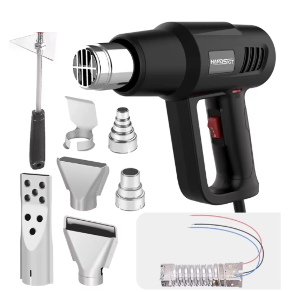 Pistola De Calor Con Dos Velocidades Y 6 Boquillas 2000W 60-600°C HANDSKIT