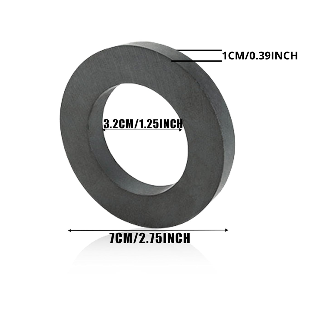 Imán de Ferrita Tipo Aro 70x10mm con Orificio 32mm N105