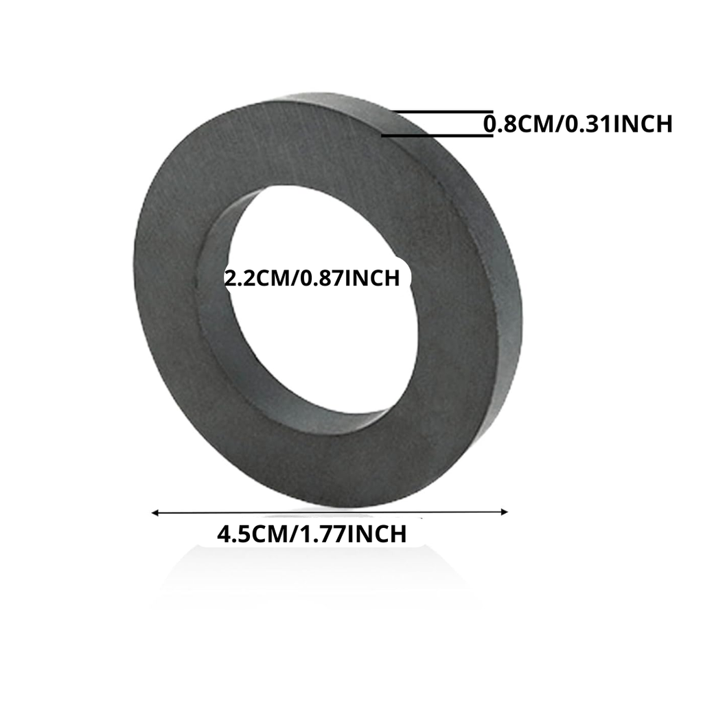 Imán de Ferrita Tipo Aro 45x8mm con Orificio 22mm N102