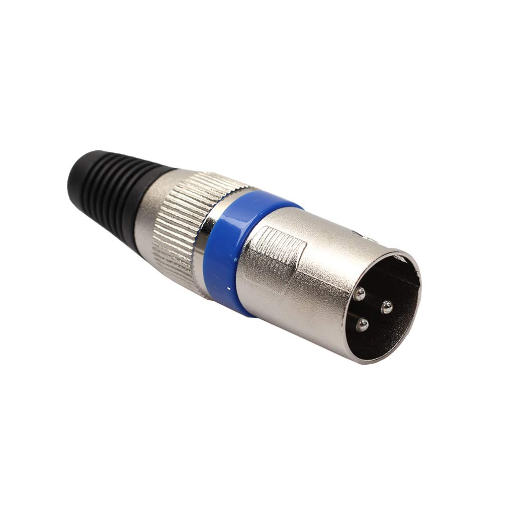 Conector XLR Macho Plateado Con Franja Azul