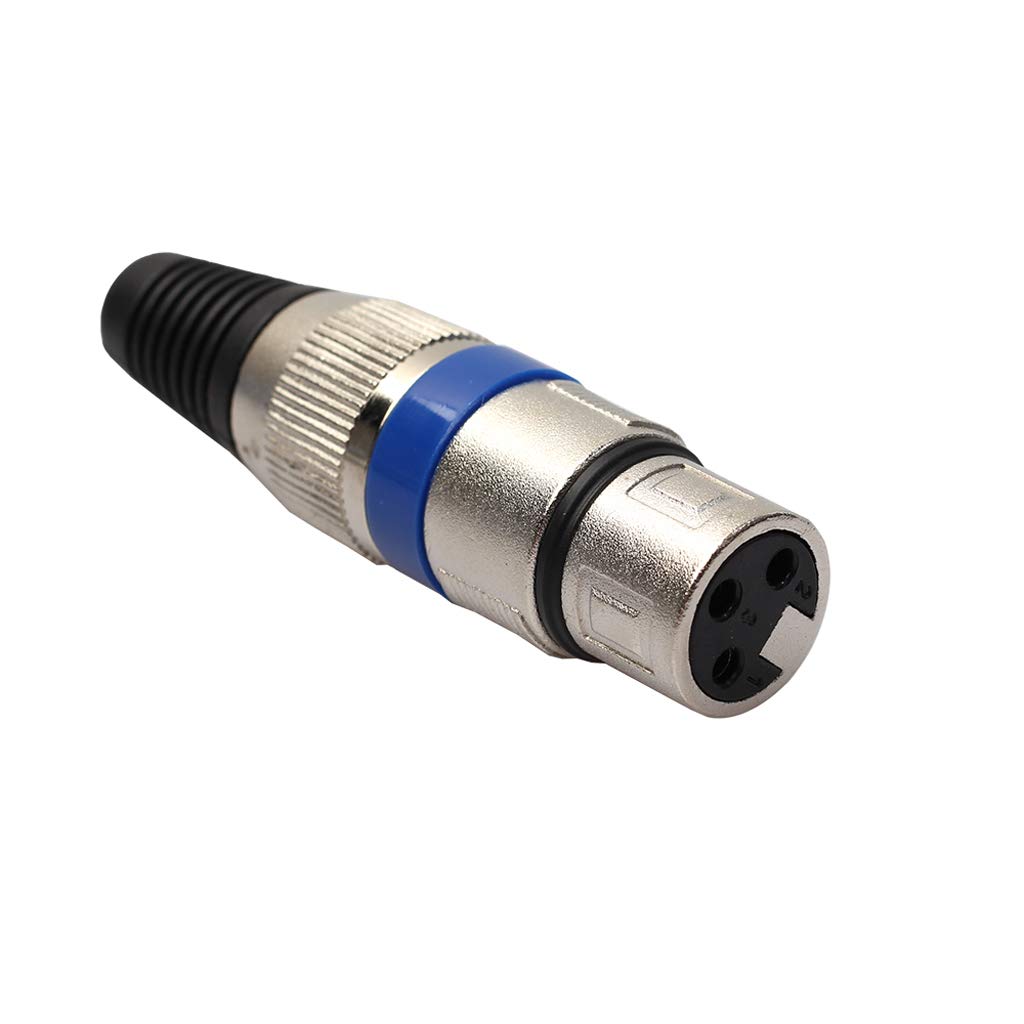 Conector XLR Hembra Plateado Con Franja Azul
