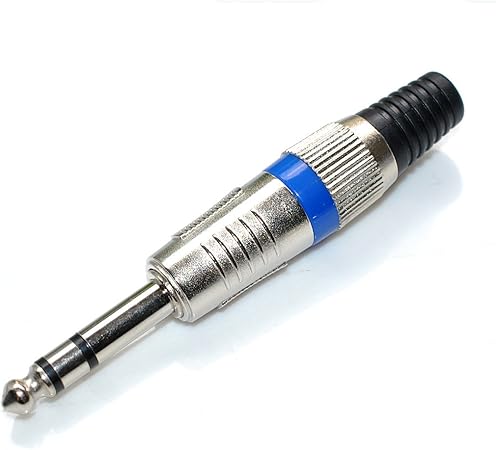 Plug De 1/4" Stereo Metálico Con Franja Azul