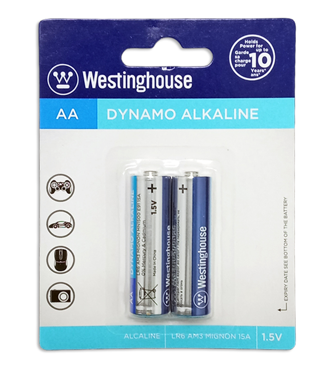 Batería WESTINGHOUSE Dynamo Alcalina AA 1.5V Paquete De 2 Baterías