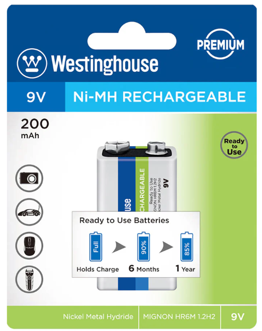 Batería WESTINGHOUSE Recargable NiMH 9V 200mAh