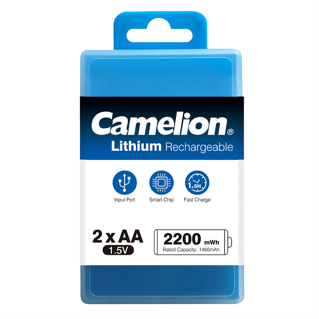 Batería CAMELION Recargable De Litio AA USB Tipo C 1.5V 1460mAh Paquete De 2 Baterías