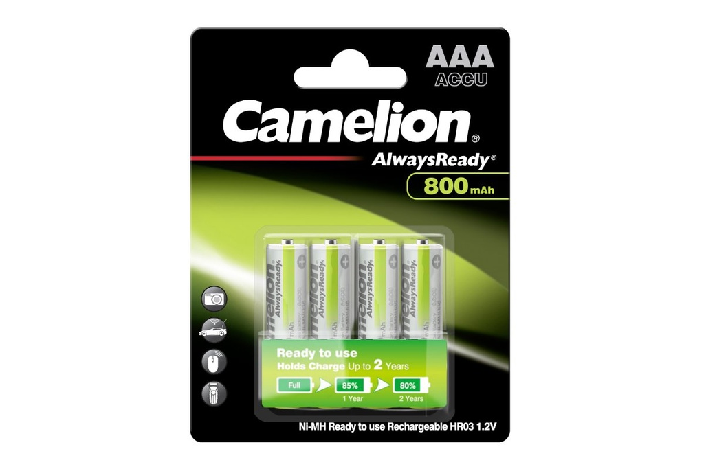 Batería CAMELION Recargable NiMH AAA 1.2V 800mAh Paquete De 4 Baterías