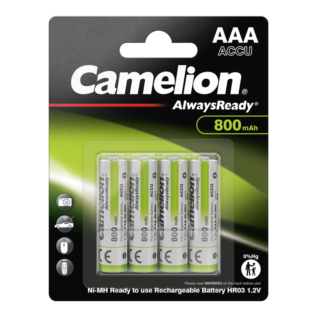 Batería CAMELION Recargable NiMH AAA 1.2V 800mAh Paquete De 4 Baterías