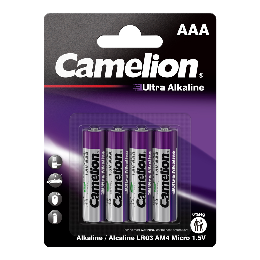 Batería CAMELION Ultra Alcalina AAA 1.5V Paquete De 4 Baterías