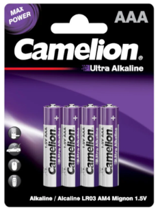 Batería CAMELION Ultra Alcalina AAA 1.5V Paquete De 4 Baterías