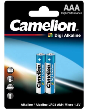 Batería Camelion Digi Alcalina AAA 1.5V Paquete De 2 Baterías