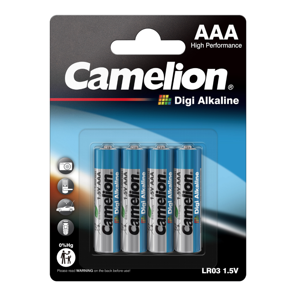 Batería CAMELION Digi Alcalina AAA 1.5V Paquete De 4 Baterías