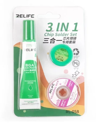 Kit de Malla Para Desoldar 2mm Estaño En Pasta 183° y Flux En Pasta Relife