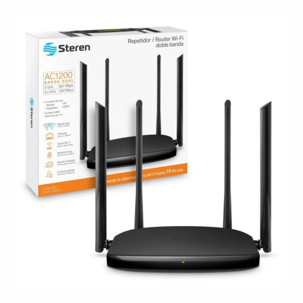 Repetidor / router Wi-Fi, 2,4 GHz y 5 GHz (B/G/N/A/AC), hasta 30 m de cobertura