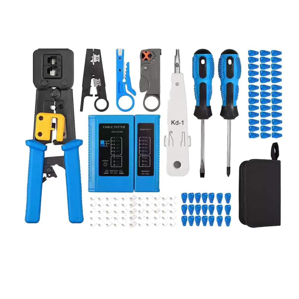 Kit de Herramientas de Red Con Ponchadora Para Conector Pasante