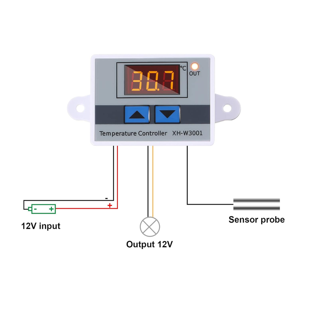 Termostato Controlador Digital de Temperatura 12V, XH-W3001