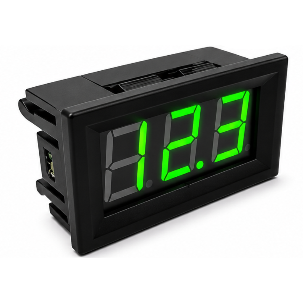 Voltimetro Digital 5-120V DC Dígitos Verdes De 2 Cables