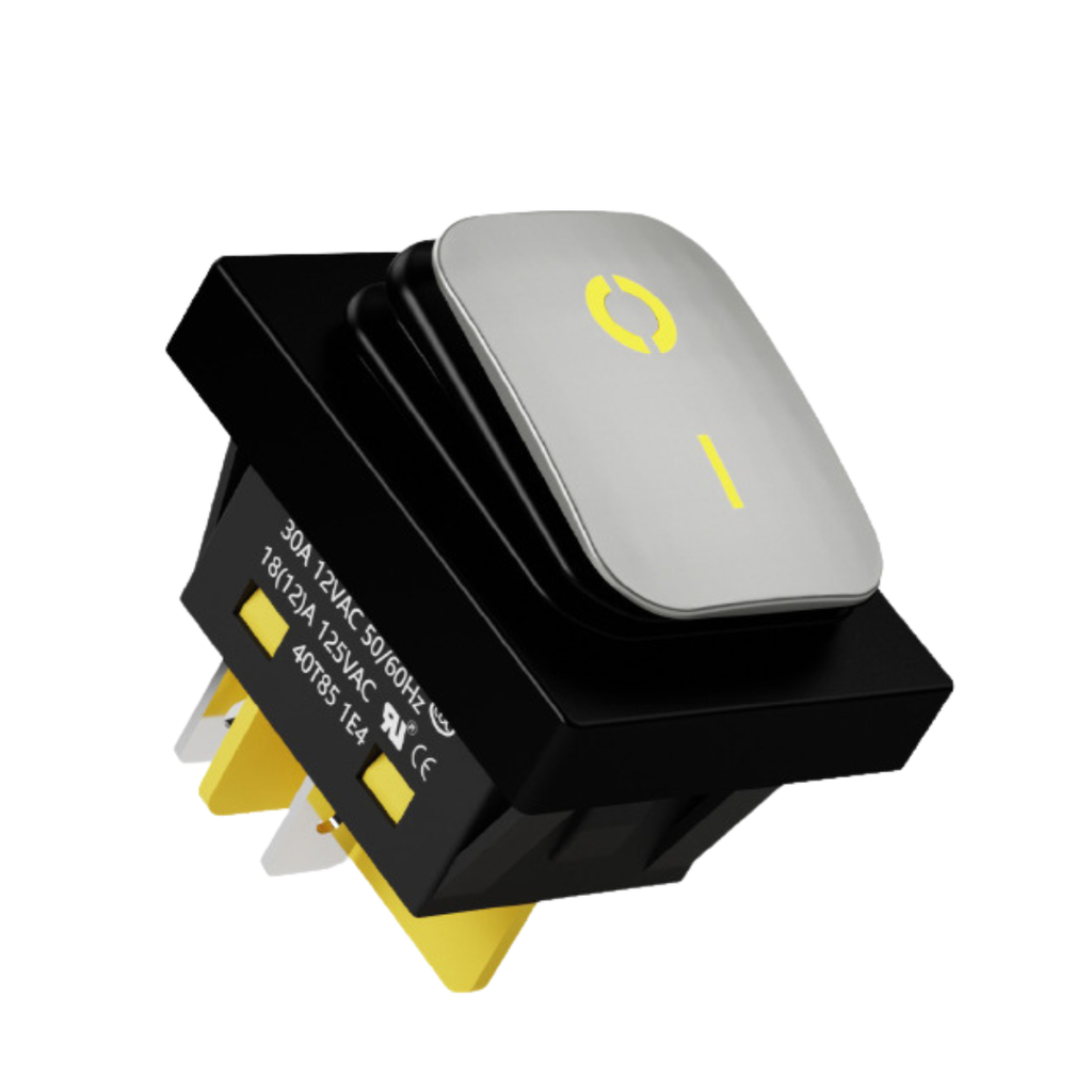 Switch Filn On-Off Contra El Agua 4 pines 30A 125V 250V Con Iluminación Color Amarillo