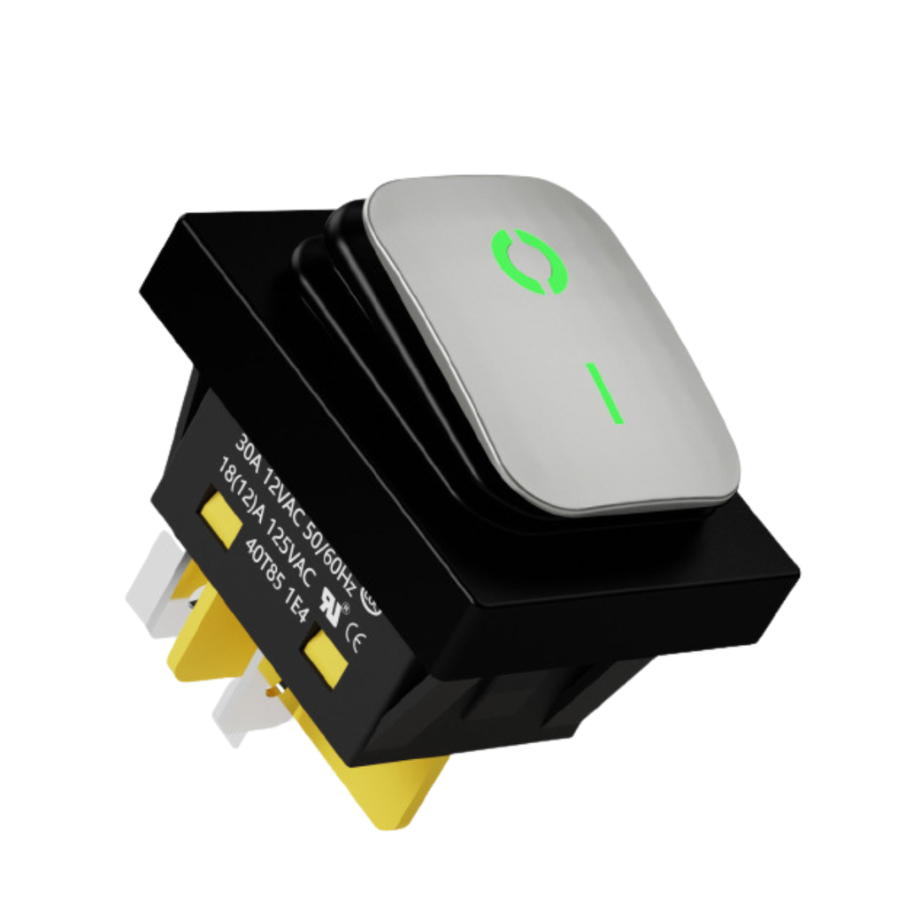 Switch Filn On-Off Contra El Agua 4 pines 30A 125V 250V Con Iluminación Color Verde