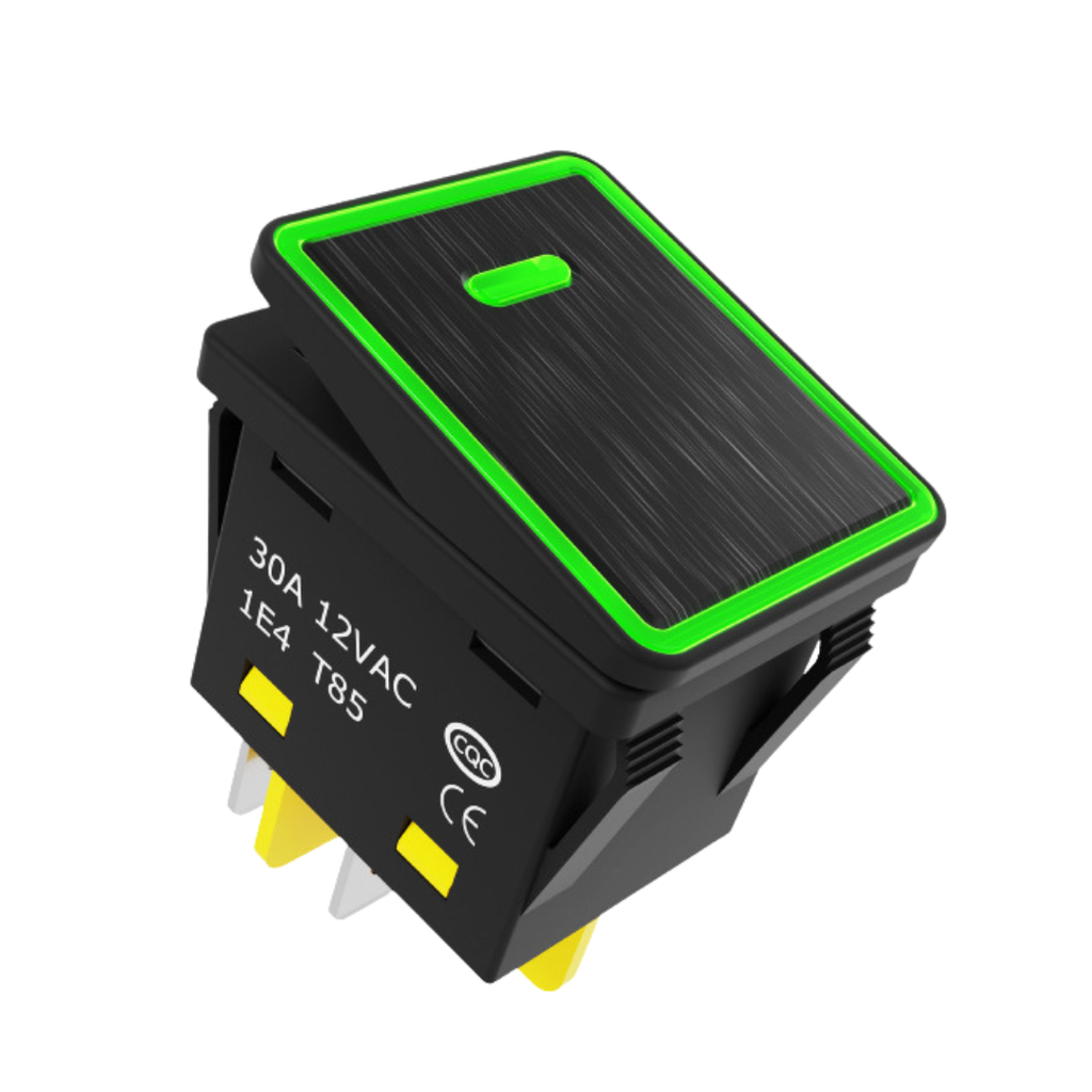 Switch Filn On-Off Contra El Agua 6 pines 30A 125V 250V Con Iluminación Color Verde