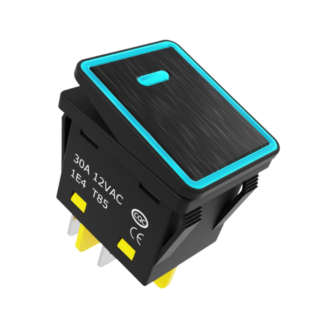 Switch Filn On-Off Contra El Agua 6 pines 30A 125V 250V Con Iluminación Color Azul