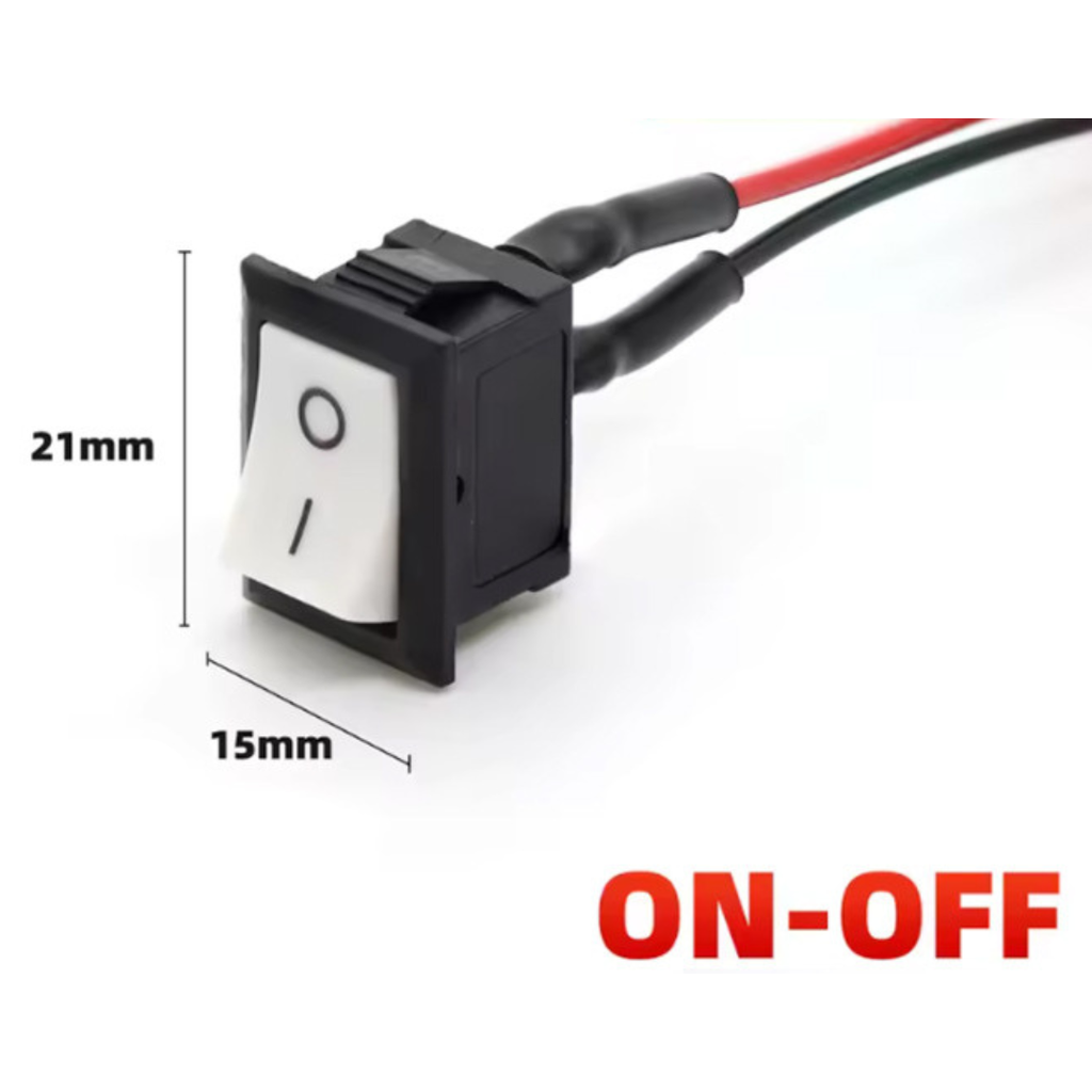 Switch Rocker ON-OFF 2 Pines 6A 250V 10A 125V Blanco Con Cables