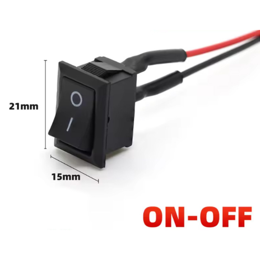 Switch Rocker ON-OFF 2 Pines 6A 250V 10A 125V Negro Con Cables