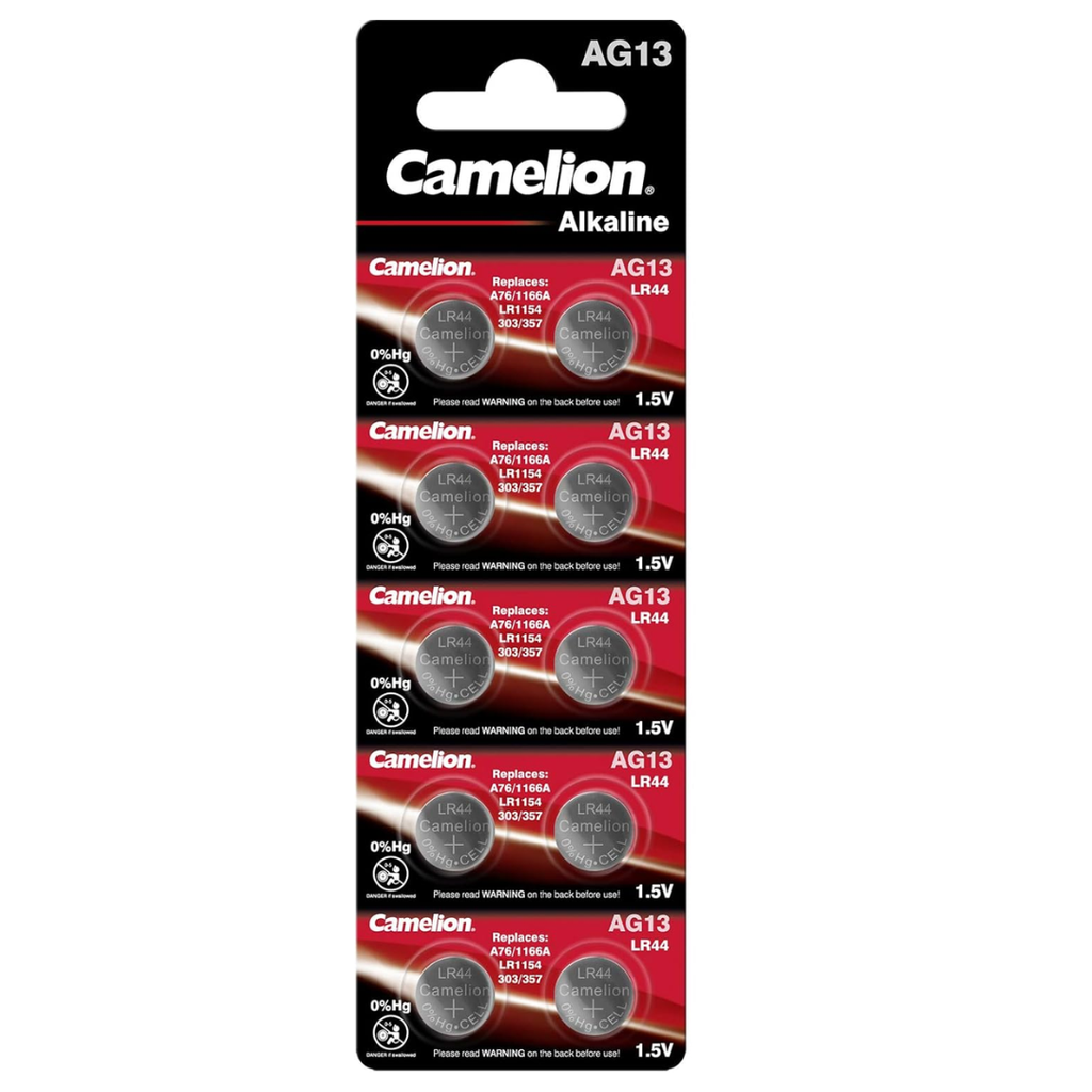 Blíster X 10 Batería CAMELION Alcalina LR44 AG13 A76 LR1154 357A 1.5V