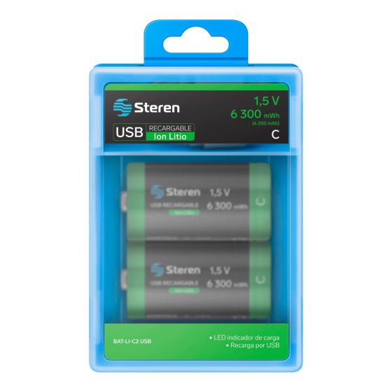 Batería recargable Tipo C por USB-C Li-ion 6300mWh Paquete de 2 baterías STEREN
