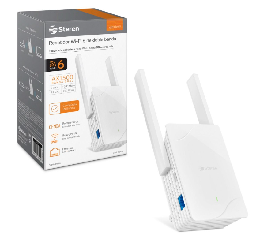 Repetidor WiFi 6 Steren 90 Metros de Cobertura