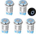 Pulsador Redondo Metal 12Mm Na Con Luz Azul 3V