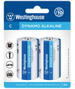 Batería Westinghouse Dynamo Alcalina Tipo C 1.5V Paquete De 2 Baterías