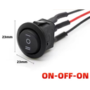Switch Rocker ON-OFF-ON Redondo 3 Pines 6A 250V 10A 125V Negro Con Cables