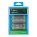 2 baterías recargables USB Li-ion tipo C, de 6300 mWh